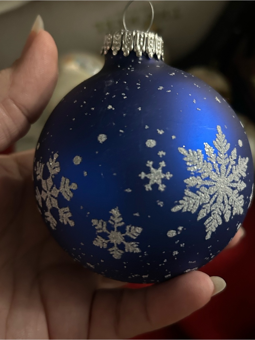 Vintage Matte Blue Snowflake Ornament Made In Germany